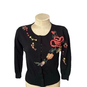 VTG 90s Wom S Boho Embroidered & 3-D Design Sweater SUPER ADORBS! 💐
